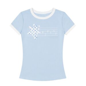 Color-Block Musical Note Print T-Shirt — Lake Blue