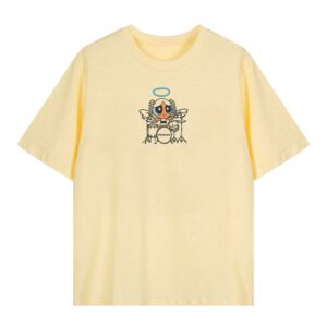 Oversized T-Shirt with Cartoon Character Print — Yellow