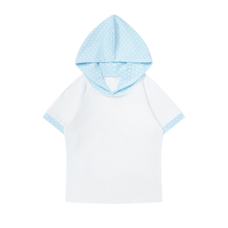 Y2k Style Polka Dot T-Shirt — Blue & White Colorblock
