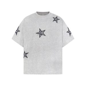 Leopard Print & Star Embroidered Oversized T-Shirt — Mint Green