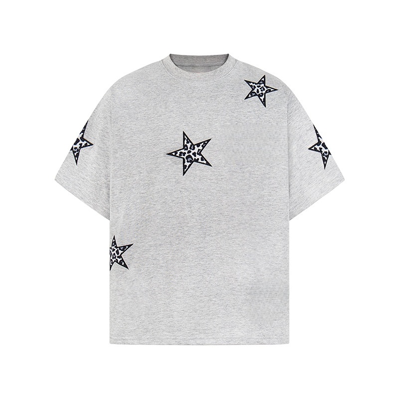 Leopard Print & Star Embroidered Oversized T-Shirt — Mint Green