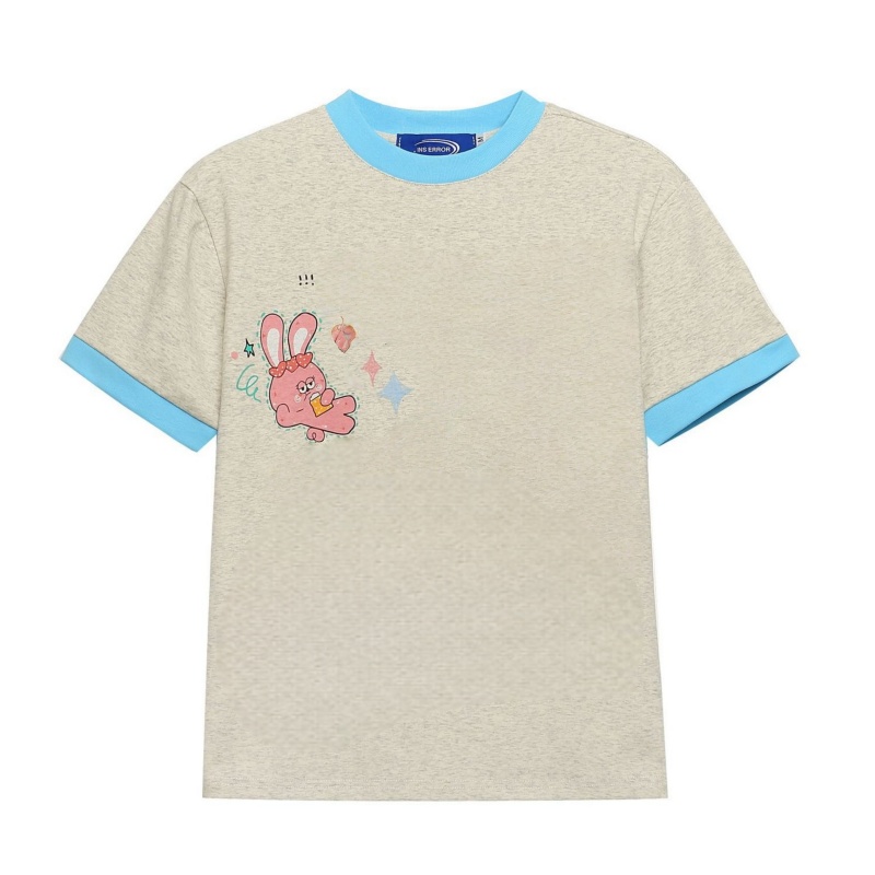 Trendy T-Shirt With Cartoon Rabbit Print — Gray