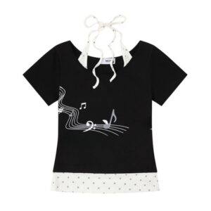 Musical Note & Polka Dot Y2k Style T-Shirt