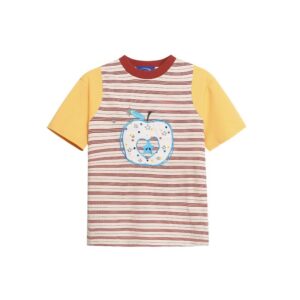 Chic Striped T-Shirt with Apple Embroidery