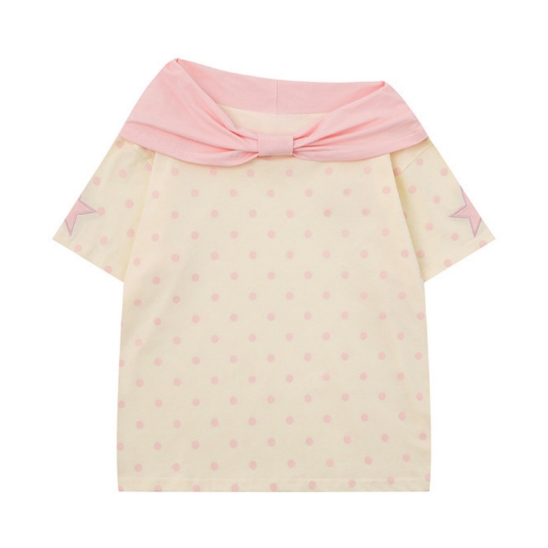 Sweet Polka-Dot & Bow Casual T-Shirt