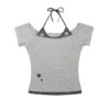 Halter-Neck Hip-Hop Chic T-Shirt — Grey