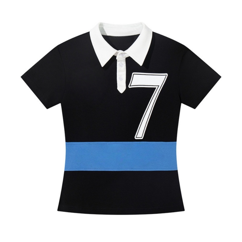 Classic Color-Block Polo T-Shirt — Black